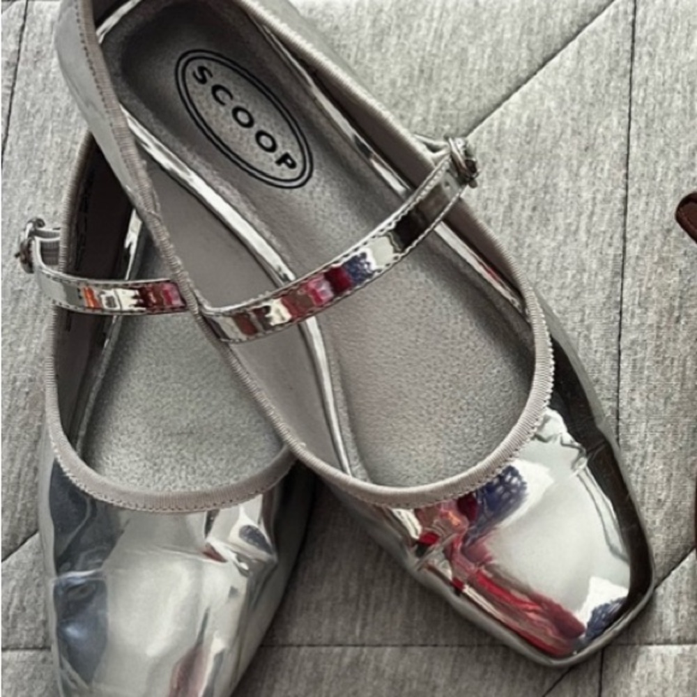 Scoop Silver Mary Jane Flats